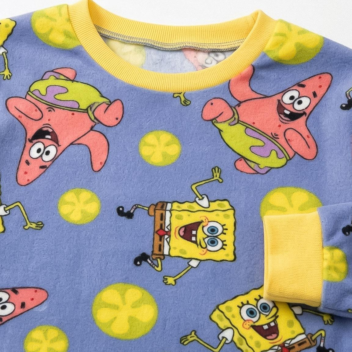 Pigiama Manica Lunga Spongebob Patrick in Caldo Pile Maglia e Pantaloni - 3622