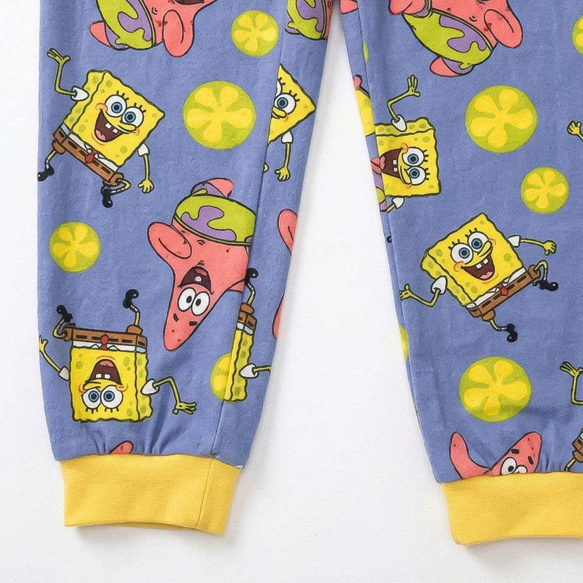 Pigiama Manica Lunga Spongebob Patrick in Caldo Pile Maglia e Pantaloni - 3622