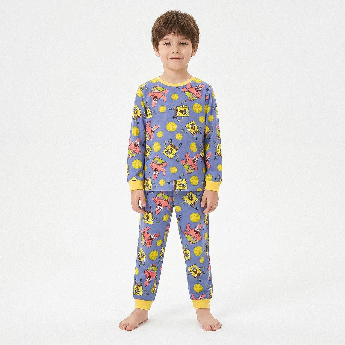 Pigiama Manica Lunga Spongebob Patrick in Caldo Pile Maglia e Pantaloni - 3622
