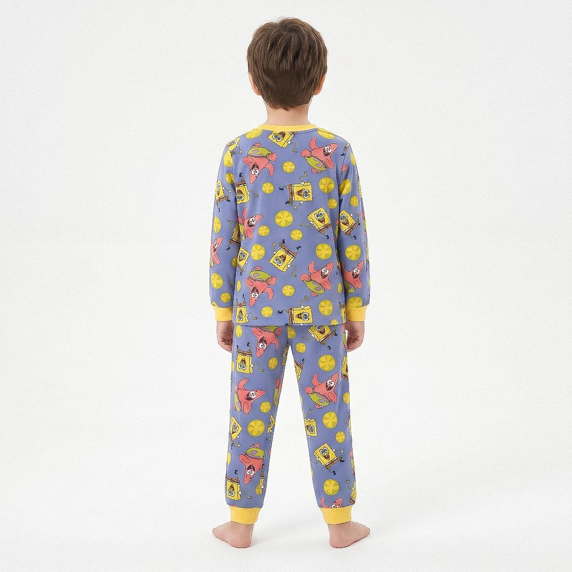 Pigiama Manica Lunga Spongebob Patrick in Caldo Pile Maglia e Pantaloni - 3622