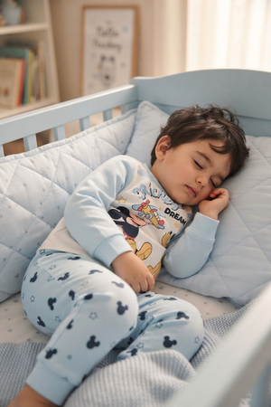 Pigiama Manica Lunga Topolino DISNEY Neonato in Cotone - Zh03079celeste