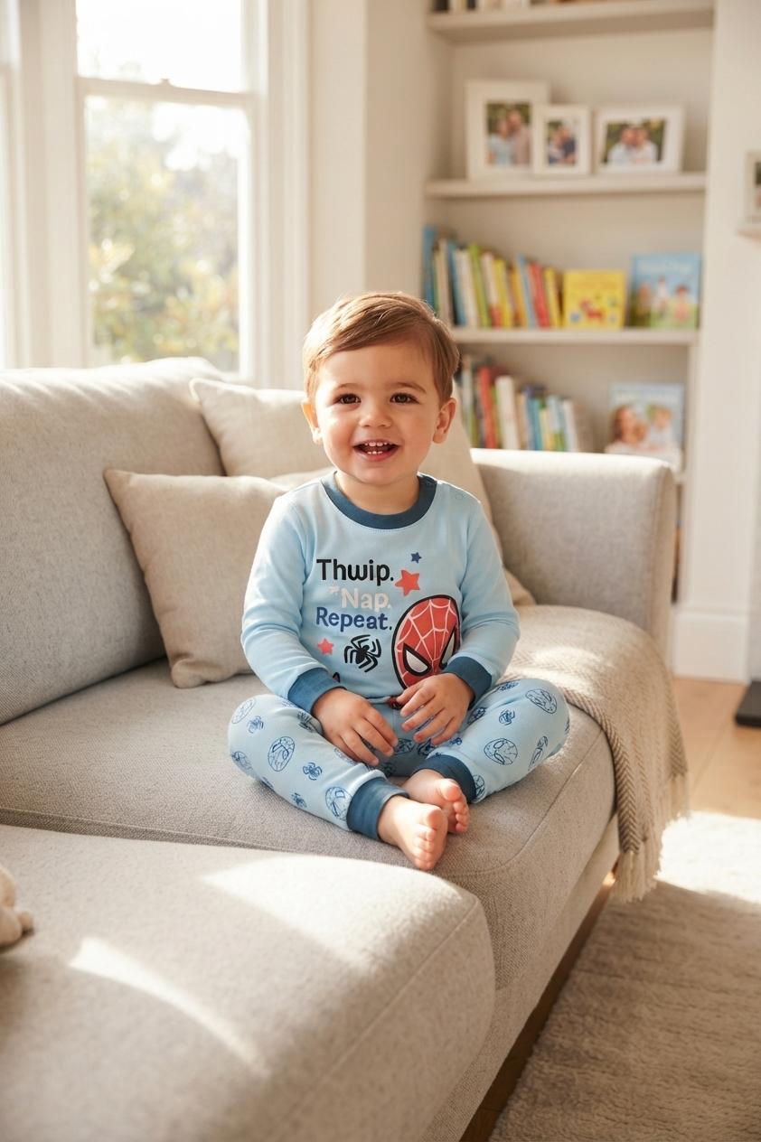 Pigiama Manica Lunga Spiderman MARVEL Neonato in Cotone - Zh03050celeste