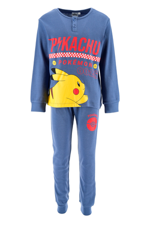 Pigiama Pikachu Pokemon Bambino 100% Cotone - Zh20164blu