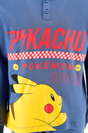 Pigiama Pikachu Pokemon Bambino 100% Cotone - Zh20164blu