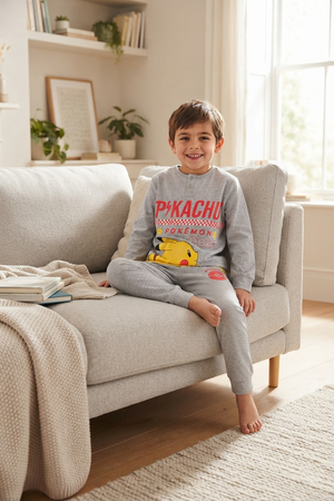 Pigiama Manica Lunga Pikachu Pokémon Bambino in Cotone - Zh20164grigio