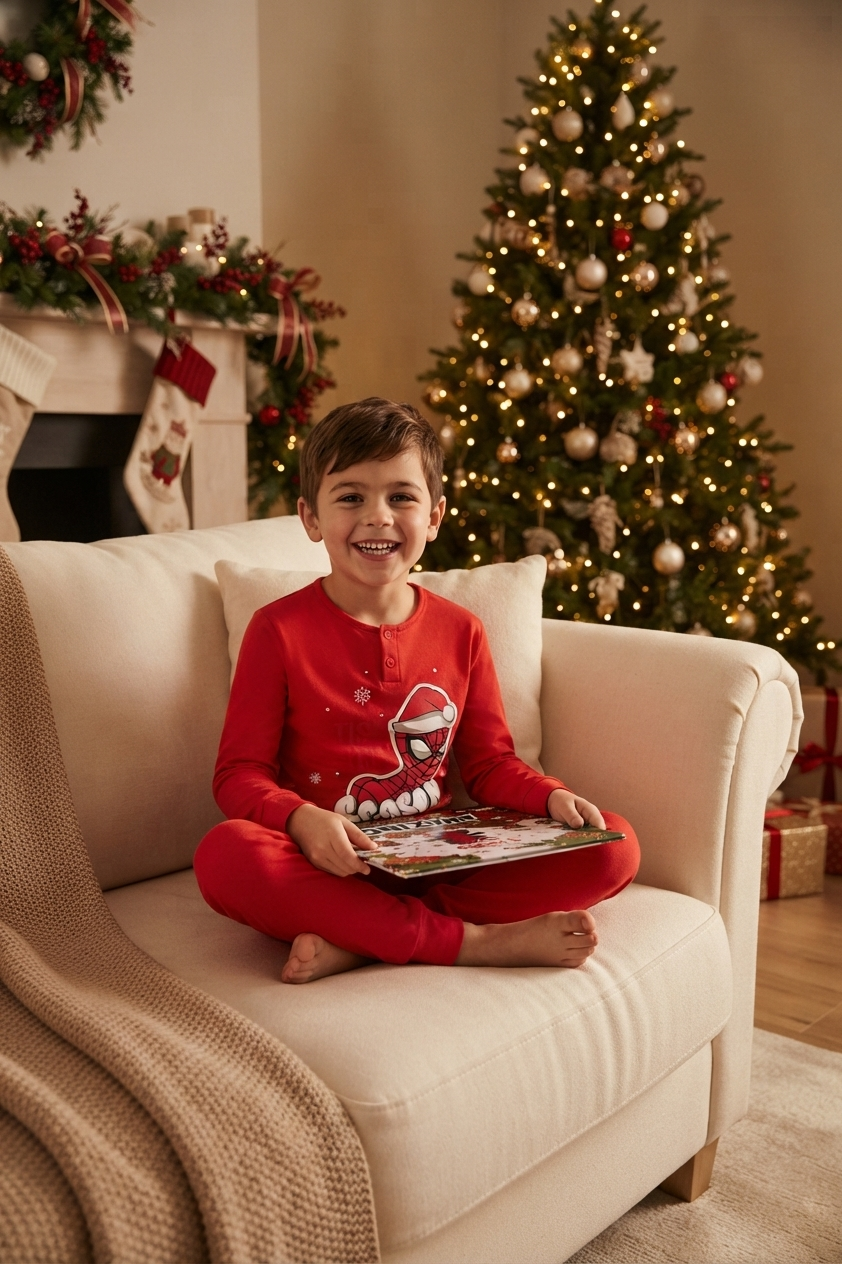 Pigiama Natalizio Spiderman MARVEL Manica Lunga Natale Bambino in Cotone - Zh20176