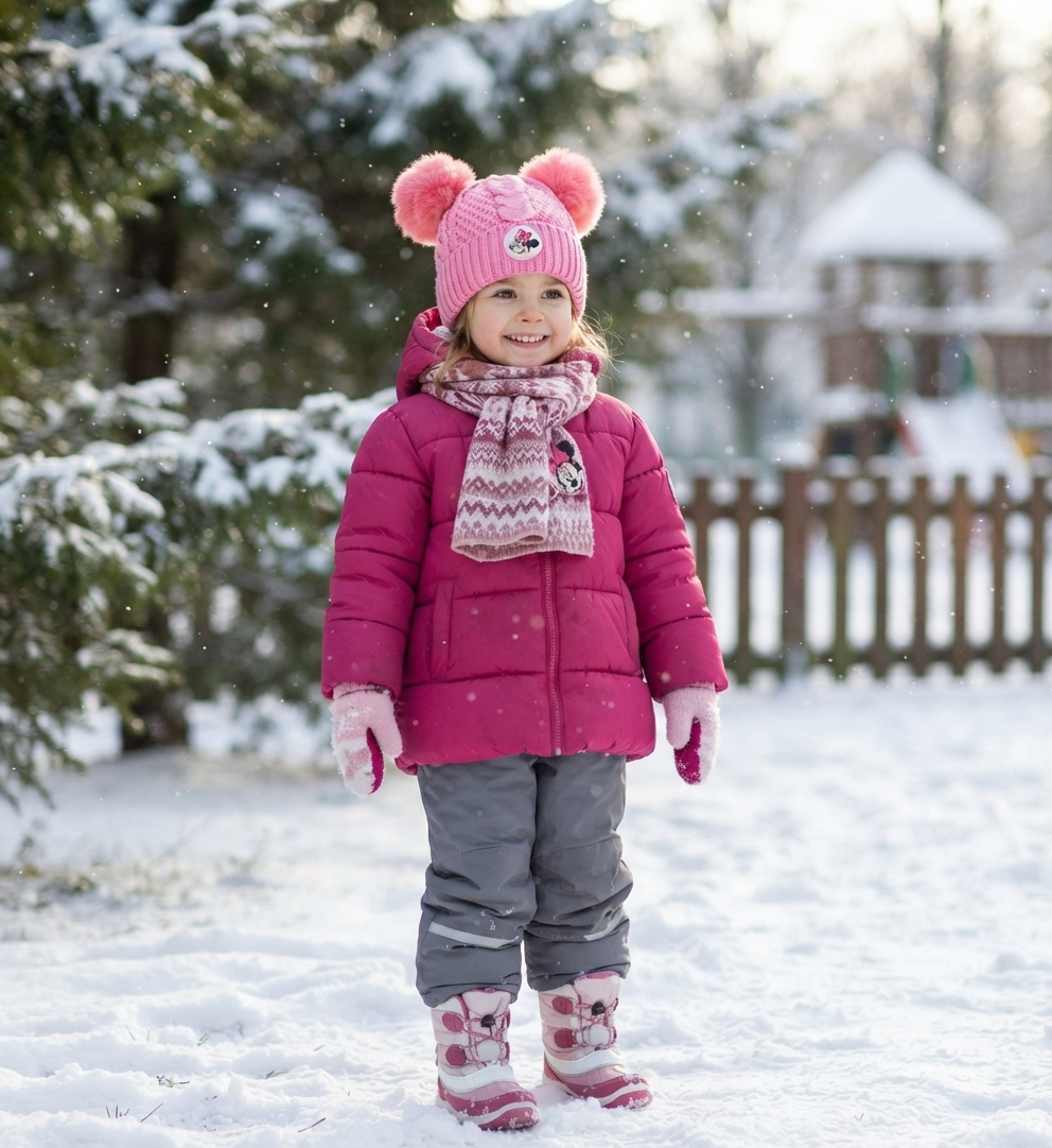 Cappello con Pom Pon Minnie DISNEY Accessorio Invernale per Neonate 100% Acrilico - Zh45031fucsia