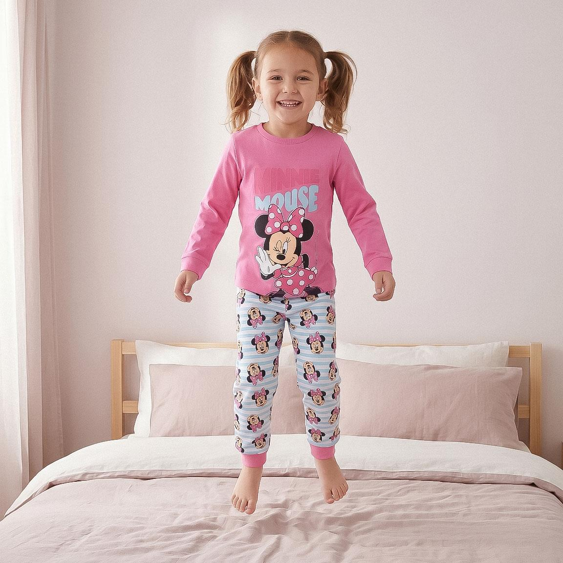 Pigiama Manica Lunga Minnie DISNEY in Caldo Cotone Interlock Maglia e Pantaloni - 3627