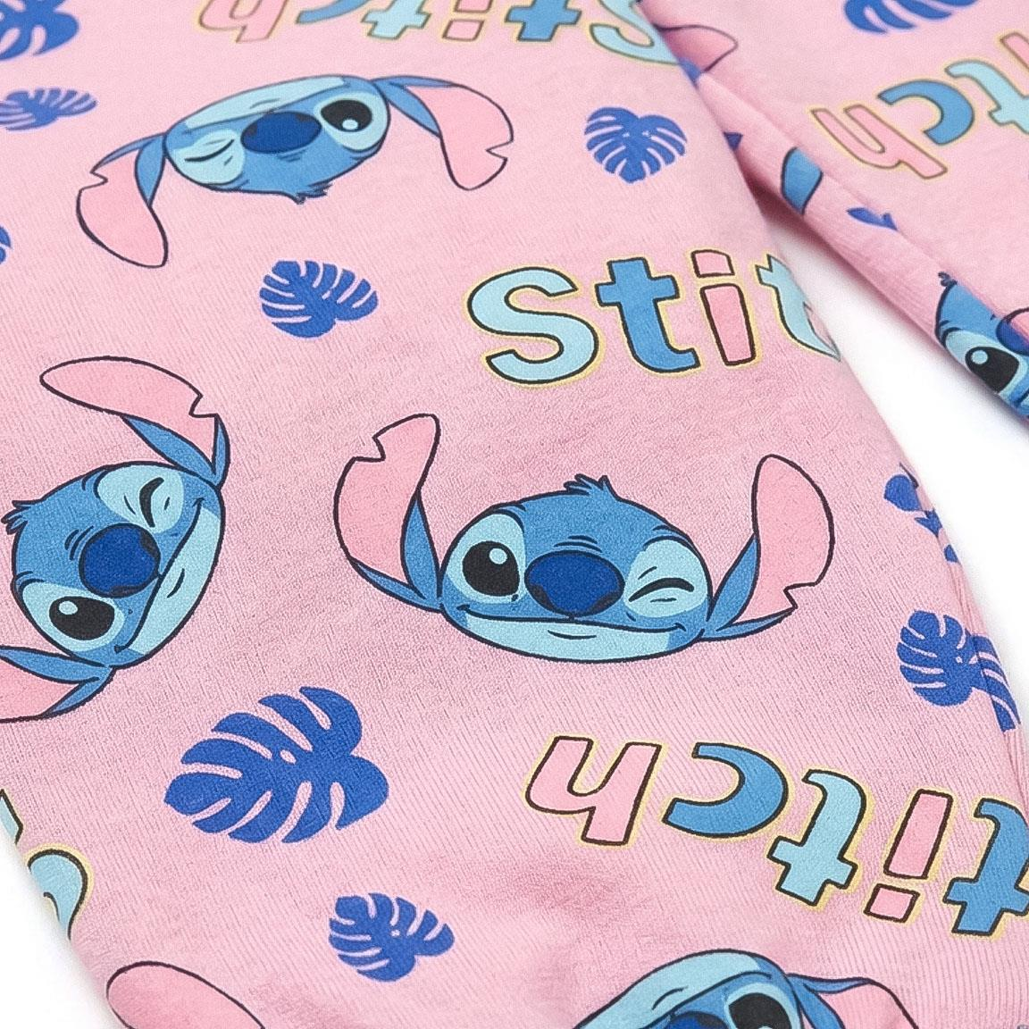 Pigiama Manica Lunga Stitch DISNEY in Caldo Cotone Interlock Maglia e Pantaloni - 3628