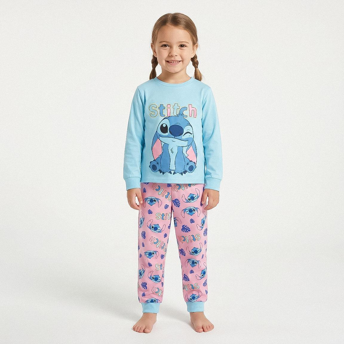 Pigiama Manica Lunga Stitch DISNEY in Caldo Cotone Interlock Maglia e Pantaloni - 3628