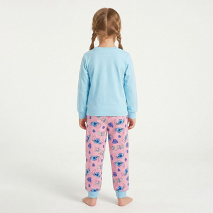 Pigiama Manica Lunga Stitch DISNEY in Caldo Cotone Interlock Maglia e Pantaloni - 3628