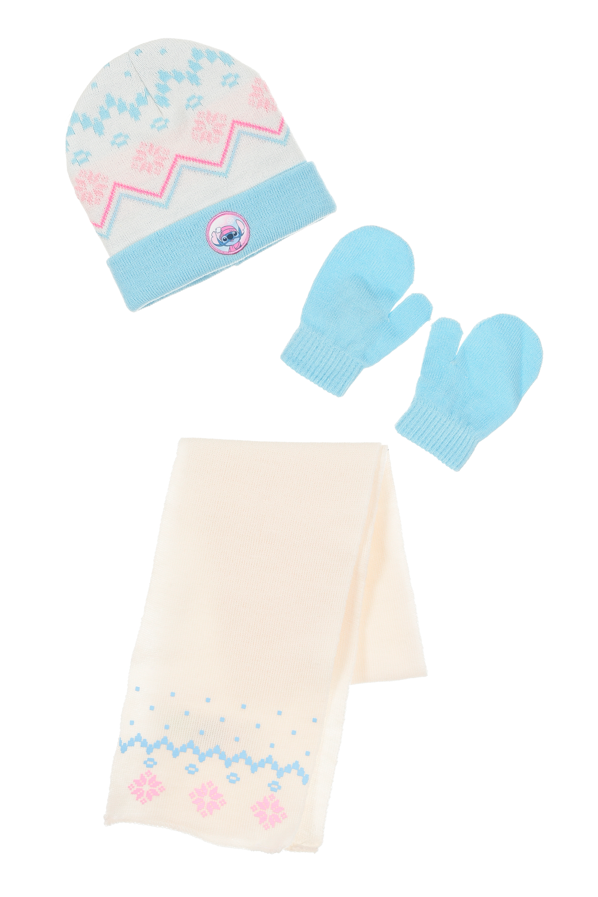 Cappello con Sciarpa e Guanti Stitch DISNEY Accessorio Invernale per Bambine 100% Acrilico - Zh45030celeste