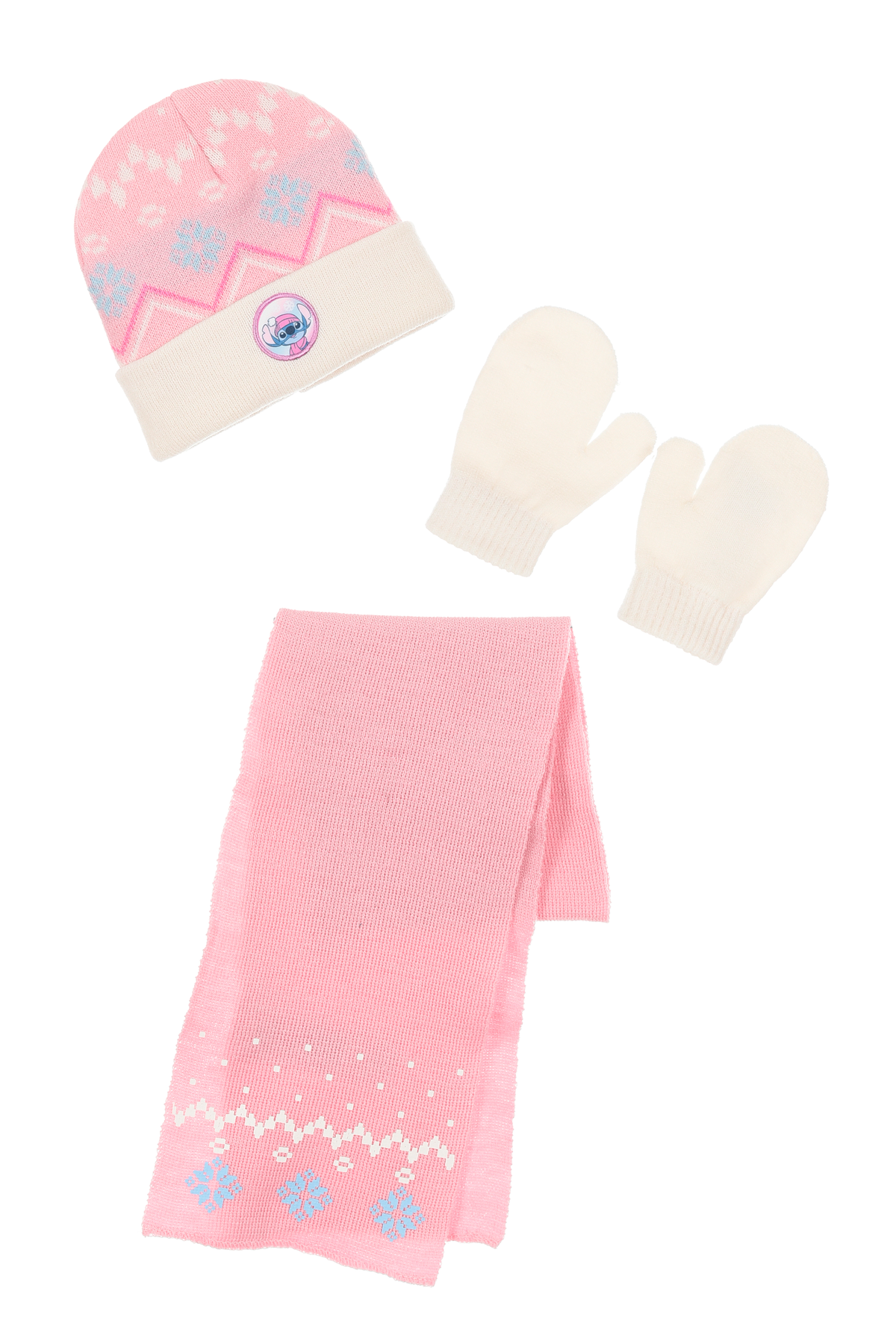 Cappello con Sciarpa e Guanti Stitch DISNEY Accessorio Invernale per Bambine 100% Acrilico - Zh45030rosa