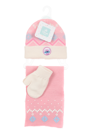 Cappello con Sciarpa e Guanti Stitch DISNEY Accessorio Invernale per Bambine 100% Acrilico - Zh45030rosa