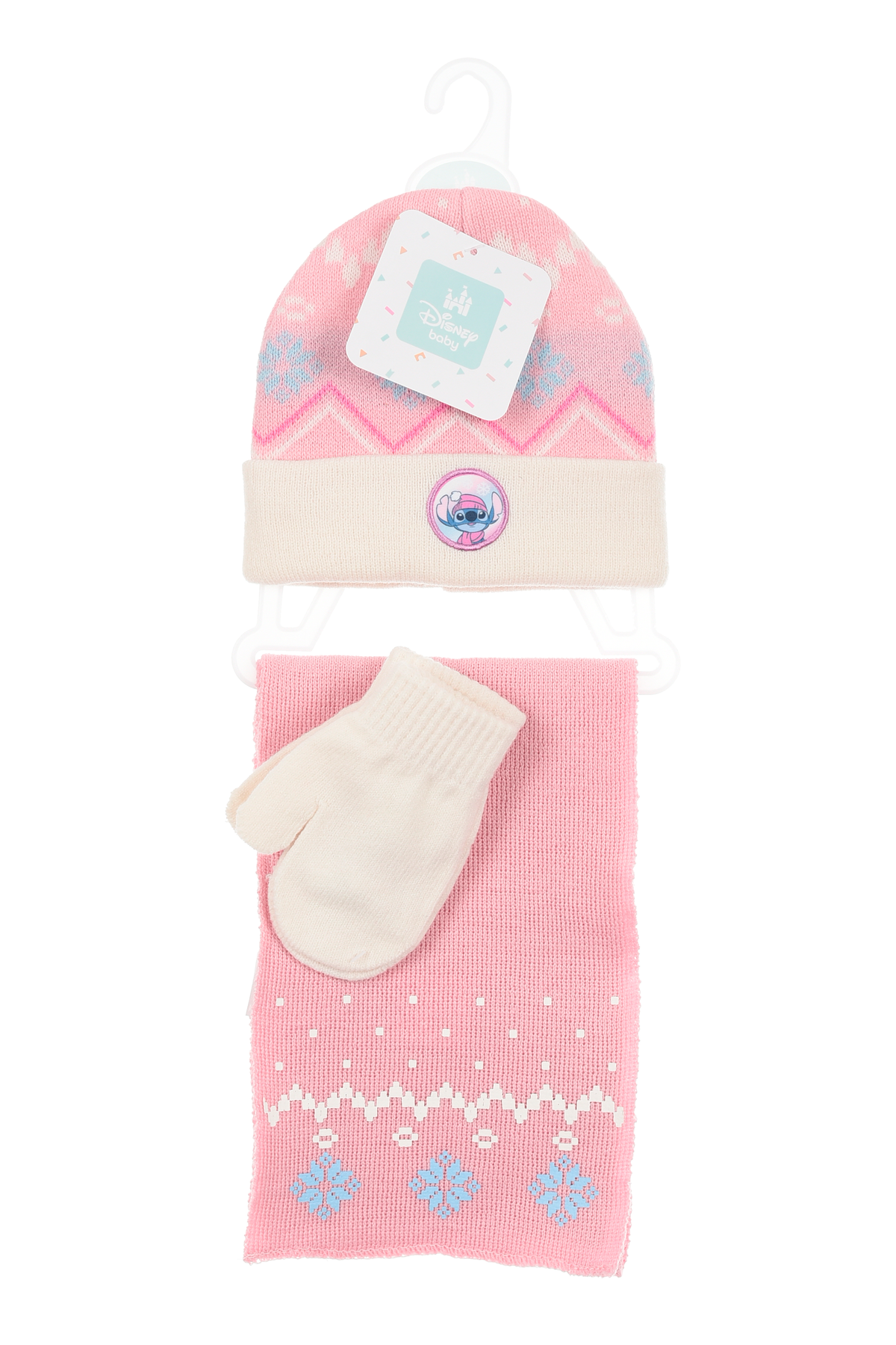 Cappello con Sciarpa e Guanti Stitch DISNEY Accessorio Invernale per Bambine 100% Acrilico - Zh45030rosa