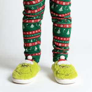 Pantofole Invernali the Grinch in Peluche Ciabatte a Punta Chiusa Suola Antiscivolo - 7140