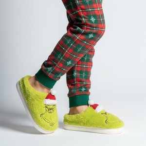Pantofole Invernali the Grinch in Peluche Ciabatte a Punta Chiusa Suola Antiscivolo - 7140