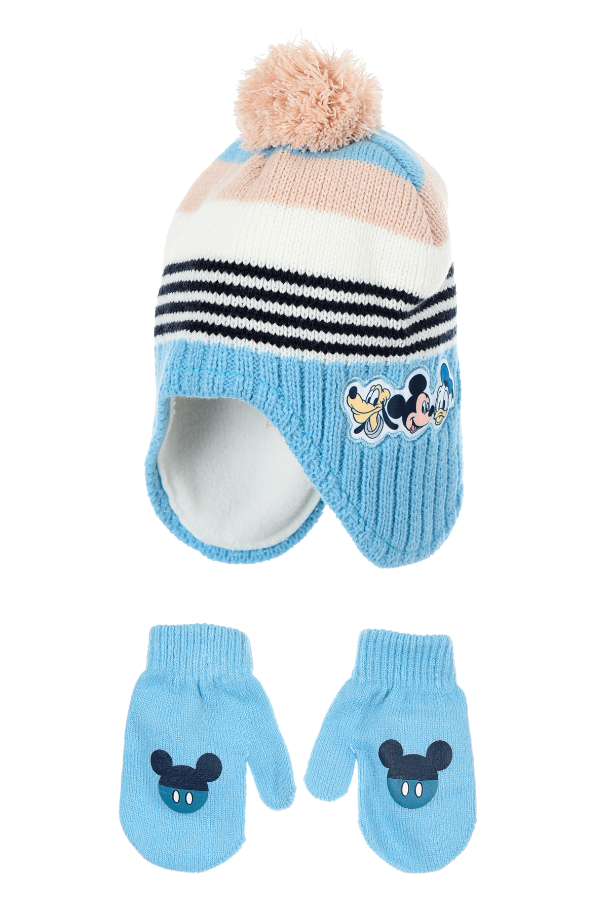 Cappello con Guanti Topolino DISNEY Accessorio Invernale per Neonato 100% Acrilico - Zh45026beige