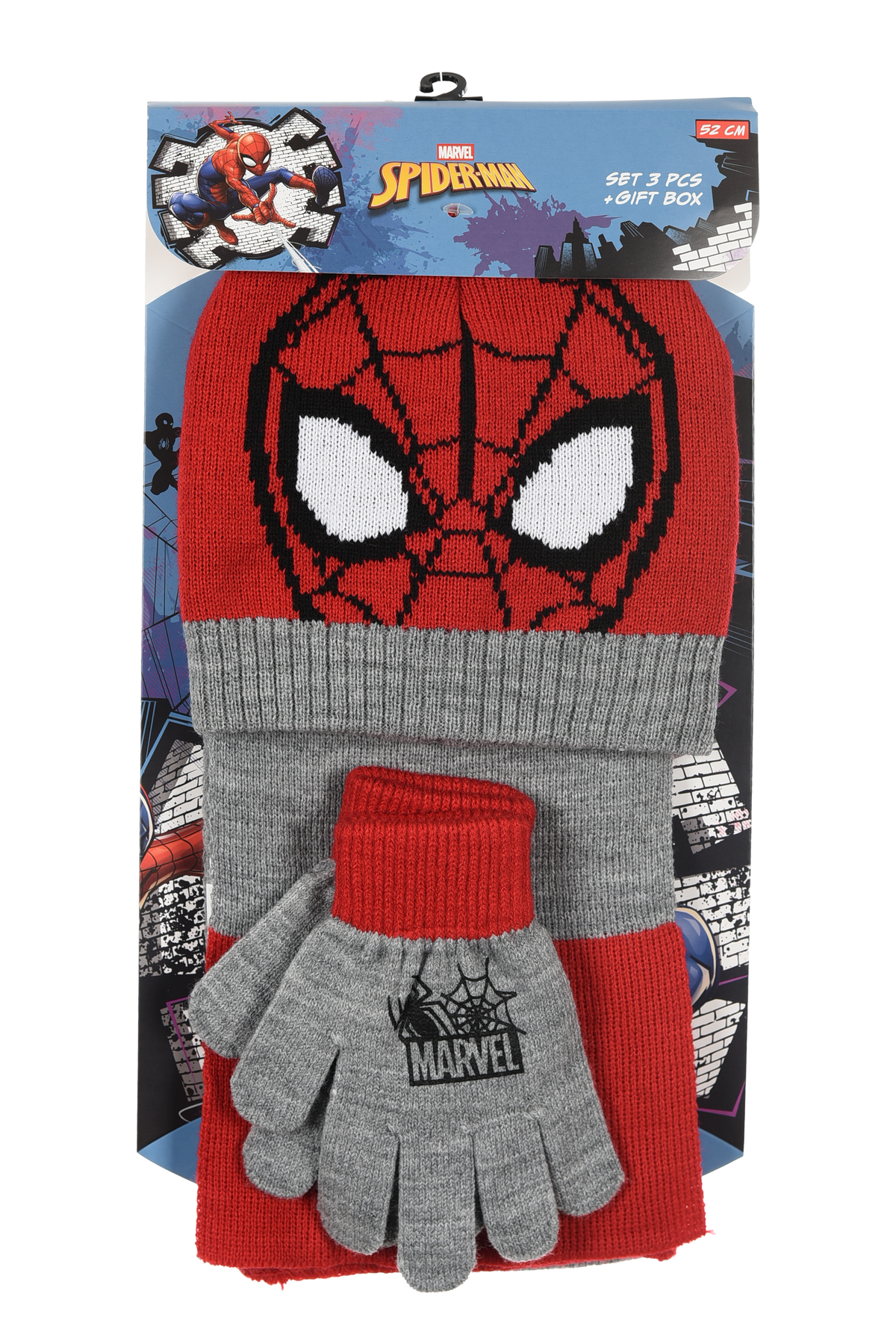 Cappello con Sciarpa e Guanti Spiderman MARVEL Accessorio Invernale per Bambini 100% Acrilico - Zh40121