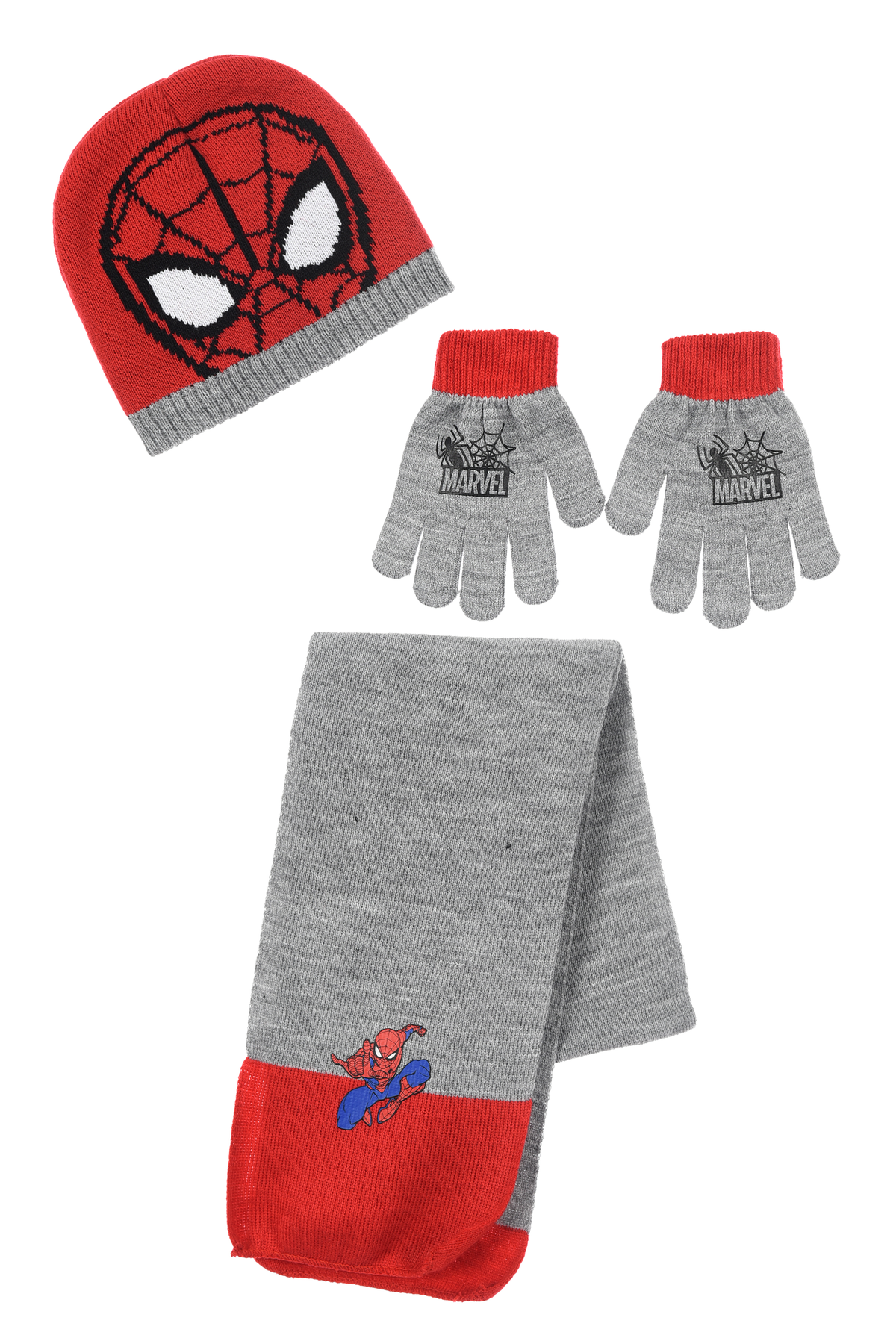 Cappello con Sciarpa e Guanti Spiderman MARVEL Accessorio Invernale per Bambini 100% Acrilico - Zh40121