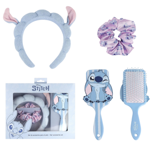 Set Accessori per la Cura Personale Stitch DISNEY Spazzola Cerchietto Scrunchie - 4116