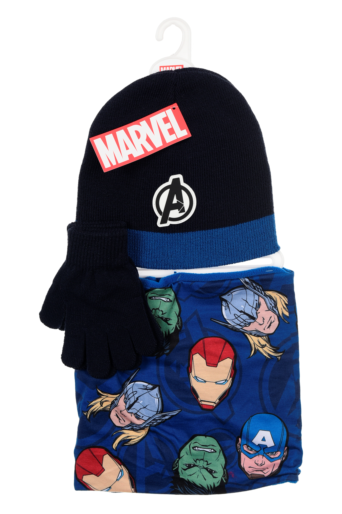 Cappello con Scaldacollo e Guanti Avengers MARVEL Accessorio Invernale per Bambini 100% Acrilico - Zh40118nero
