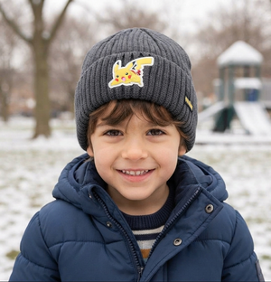 Cappello Pikachu Pokemon Accessorio Invernale per Bambini 100% Acrilico - Zh40080grigio