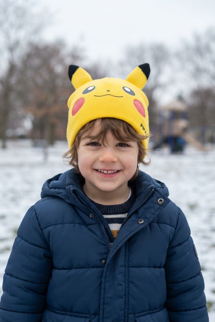 Cappello 3d Pikachu Pokemon Accessorio Invernale per Bambini 100% Acrilico - Zh40097