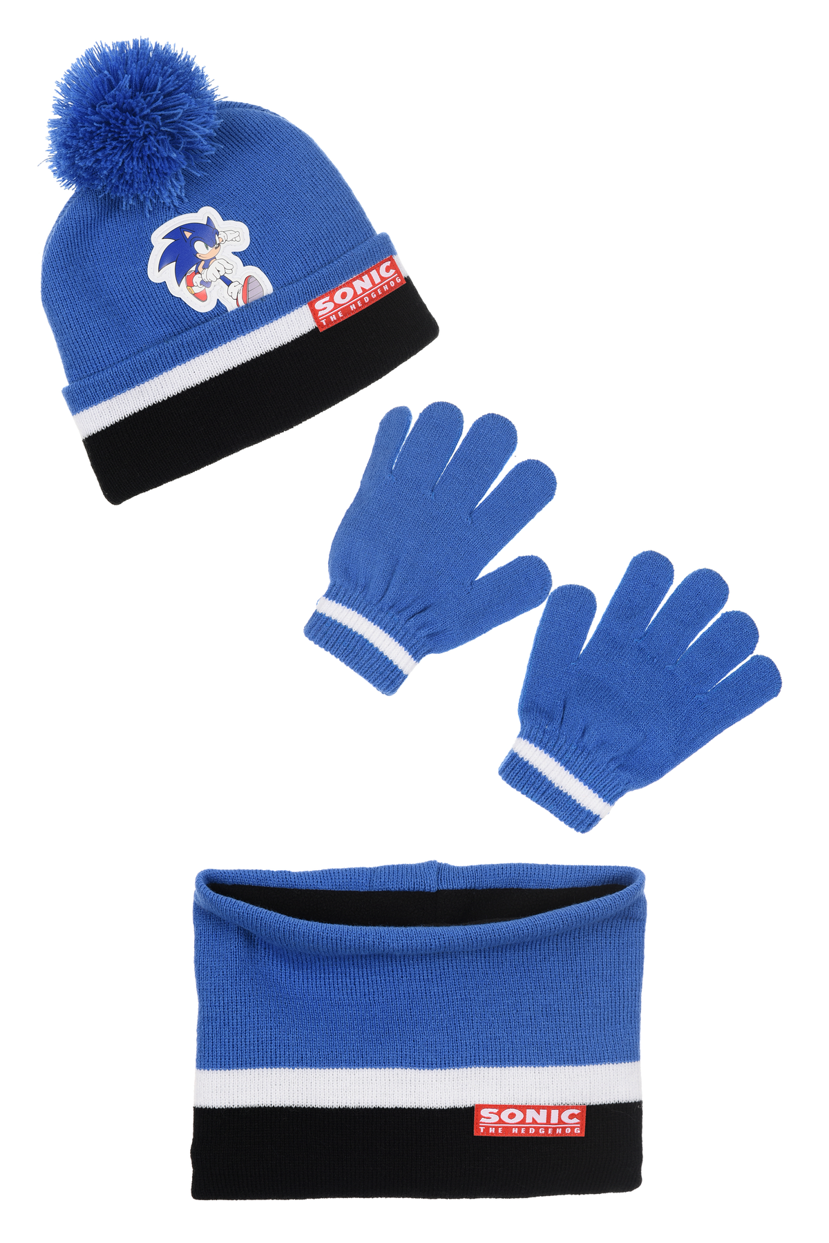 Cappello con Scaldacollo e Guanti Sonic Accessorio Invernale per Bambini 100% Acrilico - Zh40164blu