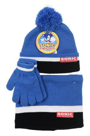 Cappello con Scaldacollo e Guanti Sonic Accessorio Invernale per Bambini 100% Acrilico - Zh40164blu