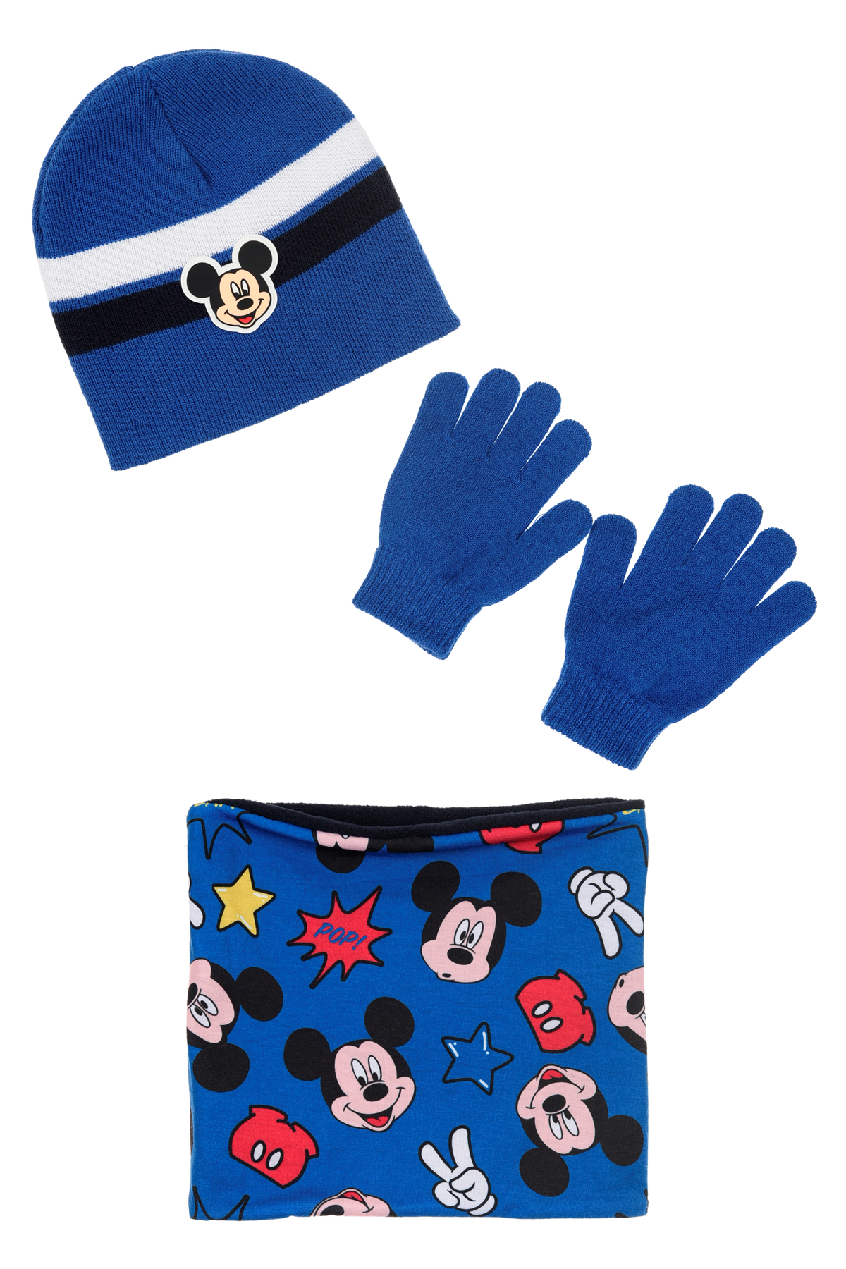Cappello con Scaldacollo e Guanti Topolino DISNEY Accessorio Invernale per Bambini 100% Acrilico - Zh40123blu