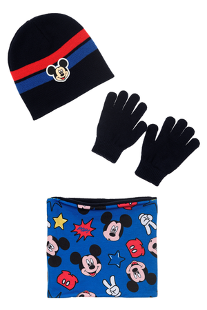 Cappello con Scaldacollo e Guanti Topolino DISNEY Accessorio Invernale per Bambine 100% Acrilico - Zh40123nero