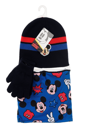 Cappello con Scaldacollo e Guanti Topolino DISNEY Accessorio Invernale per Bambine 100% Acrilico - Zh40123nero