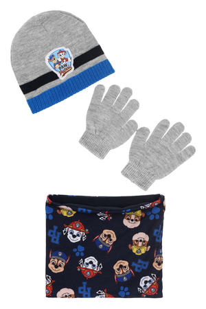 Cappello con Scaldacollo e Guanti Paw Patrol Accessorio Invernale per Bambini 100% Acrilico - Zh40165grigio