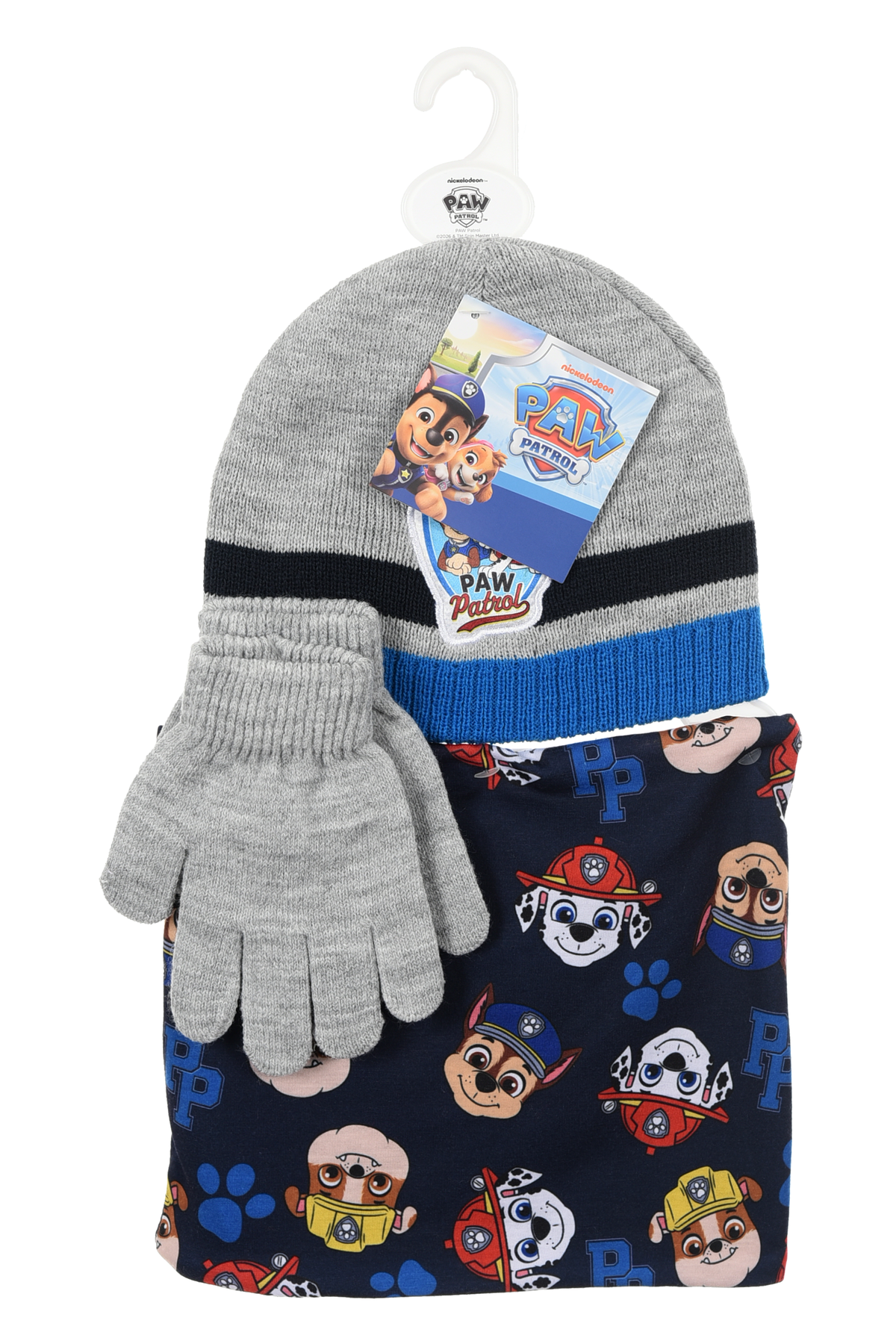 Cappello con Scaldacollo e Guanti Paw Patrol Accessorio Invernale per Bambini 100% Acrilico - Zh40165grigio
