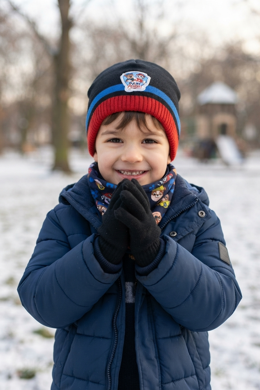 Cappello con Scaldacollo e Guanti Paw Patrol Accessorio Invernale per Bambini 100% Acrilico - Zh40165nero