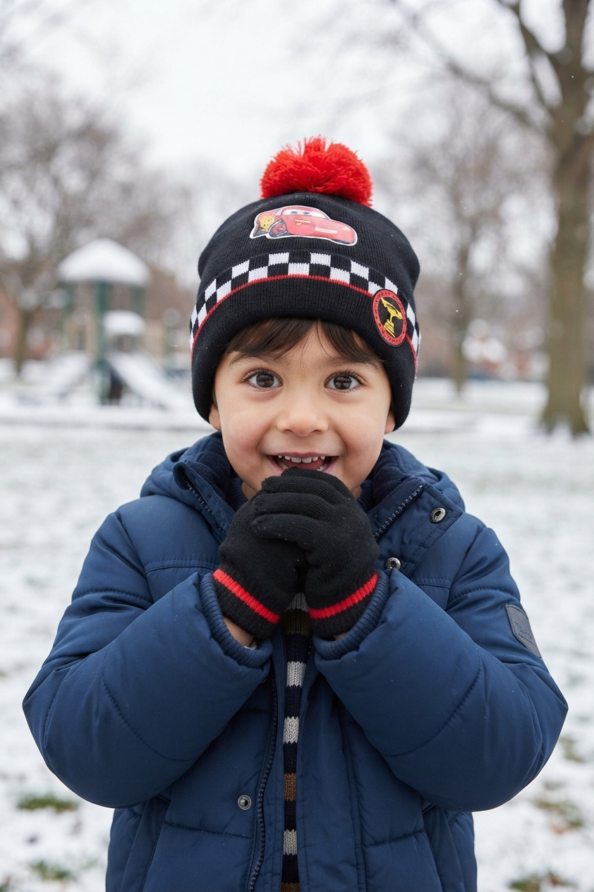 Cappello con Guanti Cars DISNEY Accessorio Invernale per Bambini 100% Acrilico - Zh40109nero