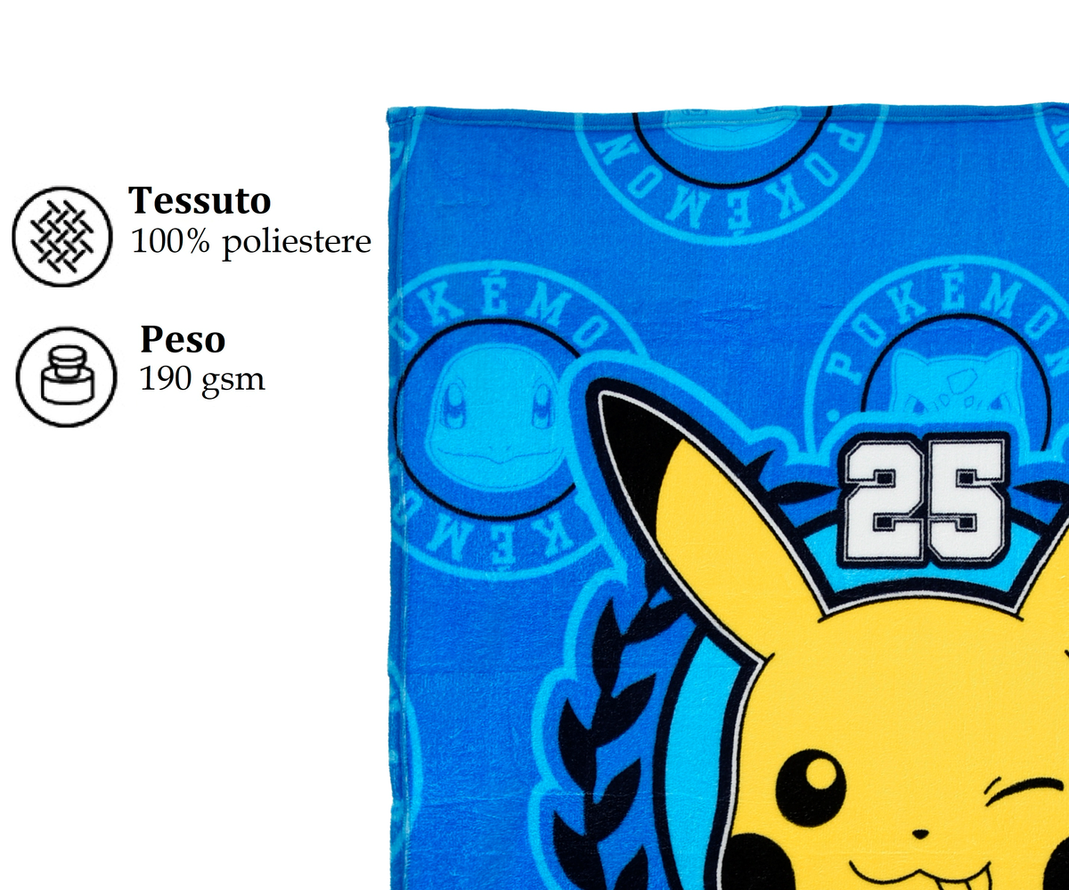 Plaid Pikachu in Coral Coperta in 100% Poliestere 190 Gsm 100 X 140 CM per Bambini - Zh46042