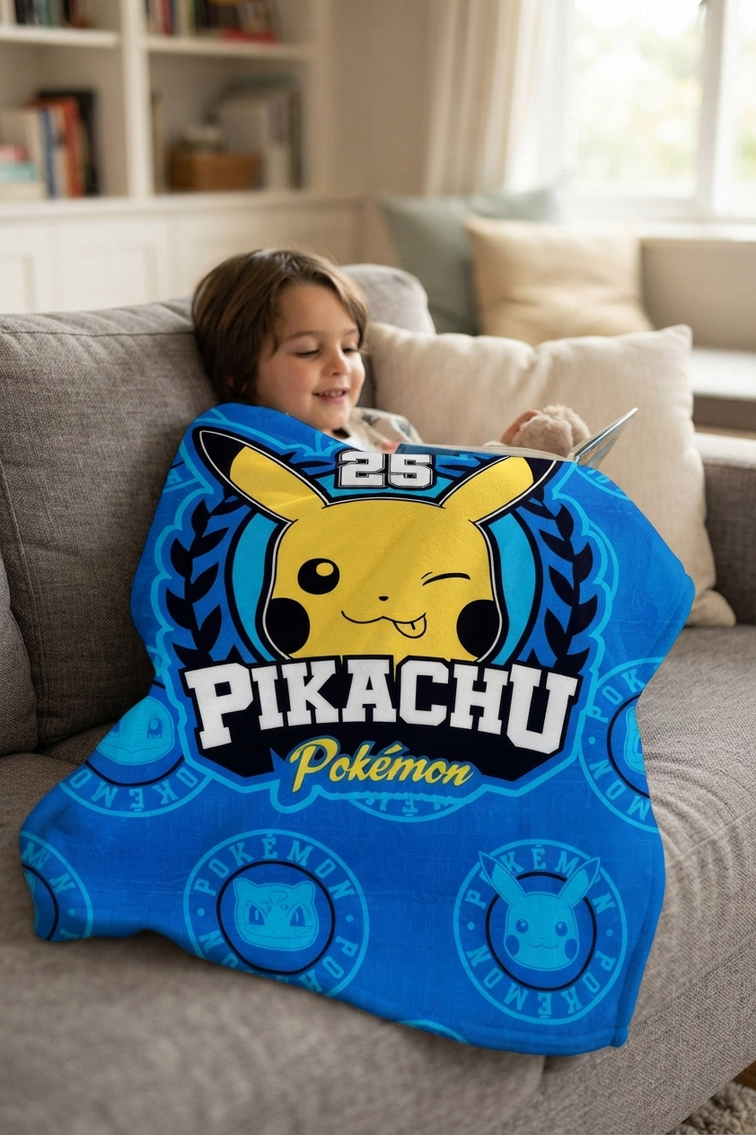 Plaid Pikachu in Coral Coperta in 100% Poliestere 190 Gsm 100 X 140 CM per Bambini - Zh46042