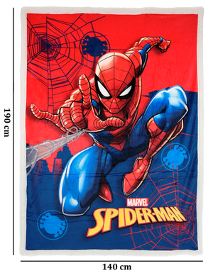 Plaid Spiderman MARVEL in Sherpa Coperta in 100% Poliestere 380 Gsm 190 X 140 CM per Bambini - Zh46049