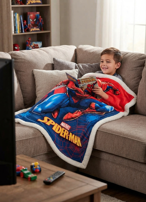 Plaid Spiderman MARVEL in Sherpa Coperta in 100% Poliestere 380 Gsm 190 X 140 CM per Bambini - Zh46049