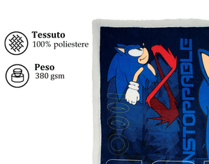 Plaid Sonic in Sherpa Coperta in 100% Poliestere 380 Gsm 190 X 140 CM per Bambini - Zh46051