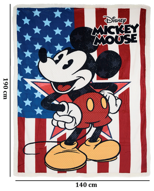 Plaid Mickey Mouse DISNEY in Sherpa Coperta in 100% Poliestere 380 Gsm 190 X 140 CM per Bambini - Zh46052