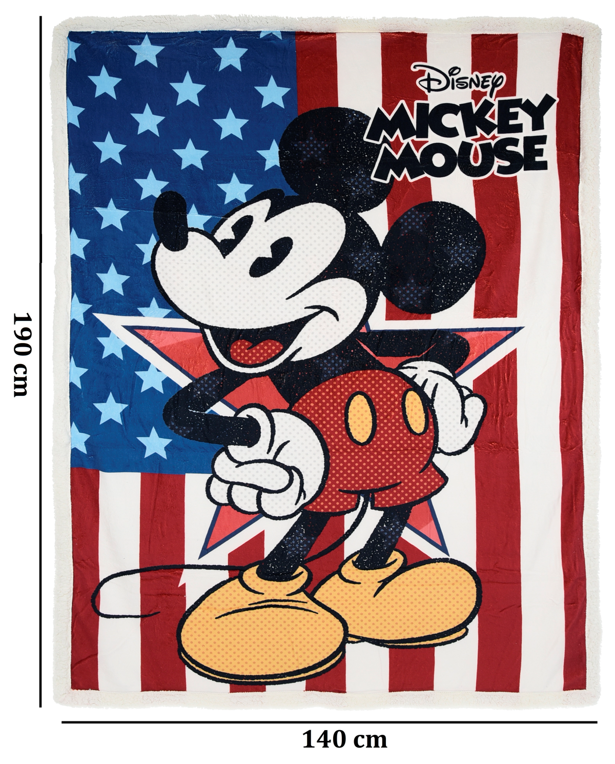 Plaid Mickey Mouse DISNEY in Sherpa Coperta in 100% Poliestere 380 Gsm 190 X 140 CM per Bambini - Zh46052
