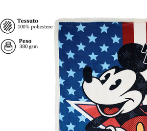 Plaid Mickey Mouse DISNEY in Sherpa Coperta in 100% Poliestere 380 Gsm 190 X 140 CM per Bambini - Zh46052