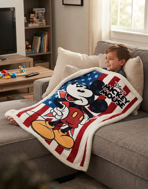 Plaid Mickey Mouse DISNEY in Sherpa Coperta in 100% Poliestere 380 Gsm 190 X 140 CM per Bambini - Zh46052