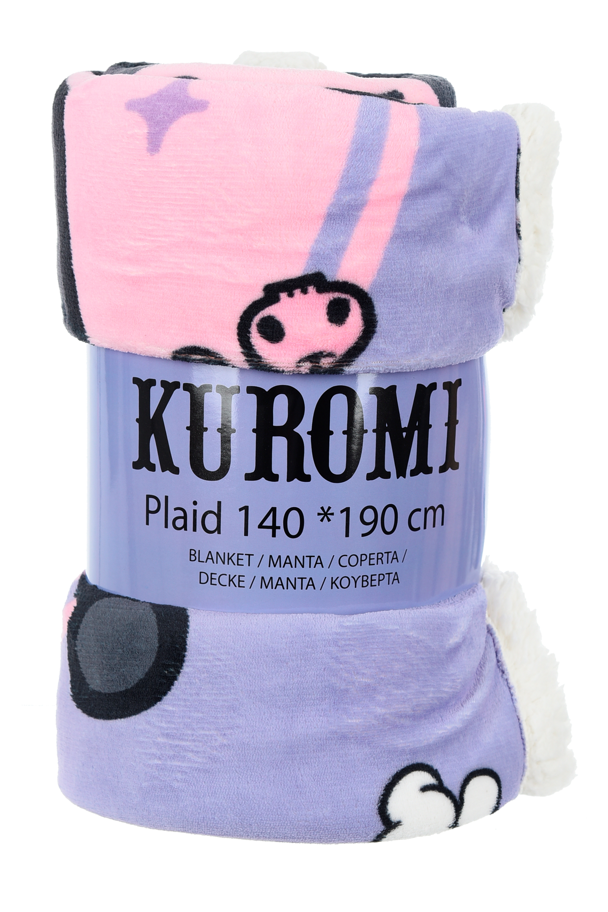 Plaid Kuromi Sanrio in Sherpa Coperta in 100% Poliestere 380 Gsm 190 X 140 CM per Bambini - Zh46054