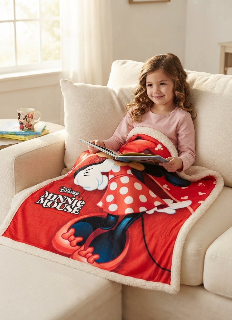 Plaid Minnie DISNEY in Sherpa Coperta in 100% Poliestere 380 Gsm 190 X 140 CM per Bambini - Zh46057