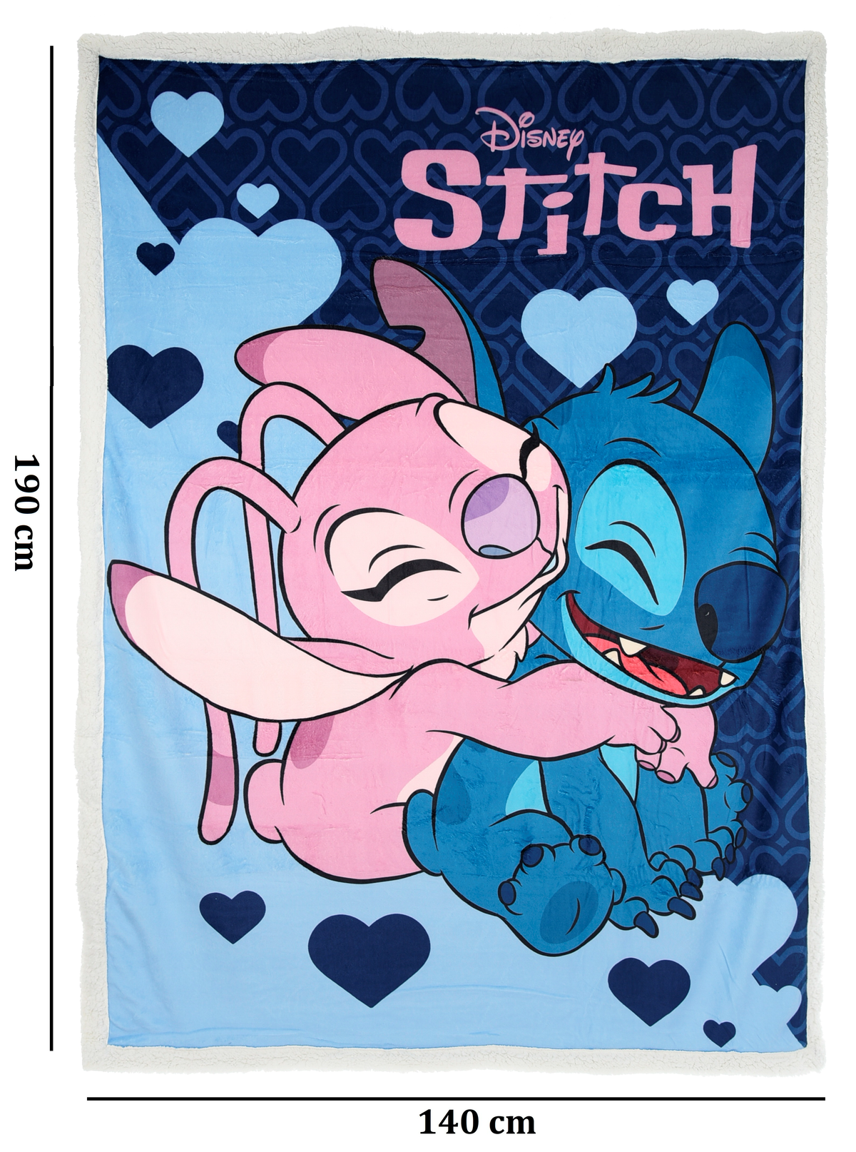 Plaid Stitch DISNEY in Sherpa Coperta in 100% Poliestere 380 Gsm 190 X 140 CM per Bambini - Zh46058