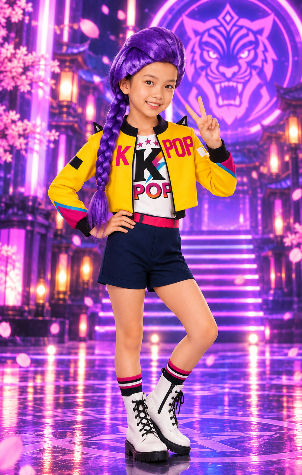 Parrucca Treccia Mystic Kpop Bambina Accessorio Travestimento Cosplay Rumi Huntrix - 48180